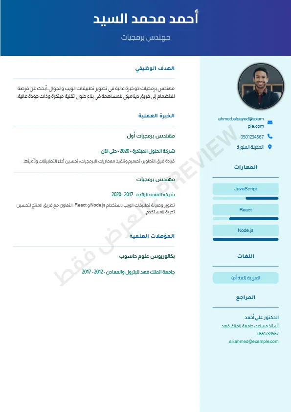 معاينة النموذج الاحترافي 2